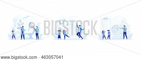 Big School Subject Or Educational Class Set. Student Studying Social And Natural Science. Modern Sch