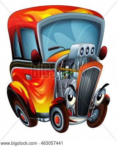 Cool Looking Cartoon Hot Rod Isolated Illustration