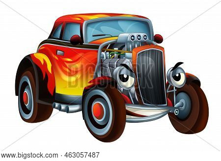 Cool Looking Cartoon Hot Rod Isolated Illustration