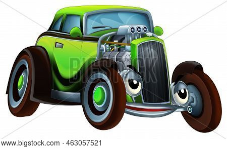 Cool Looking Cartoon Hot Rod Isolated Illustration