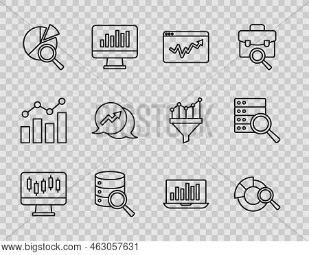 Set Line Stocks Market Growth Graphs, Search Data Analysis, Graph Chart Infographic, Server, Financi