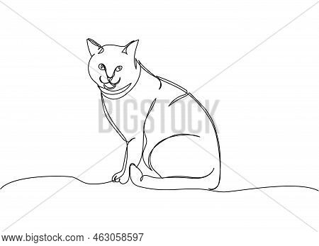 Munchkin Cat One Line Art. Continuous Line Drawing Of Pet, Mammal, Kitten, Purebred, Breed, Friendsh
