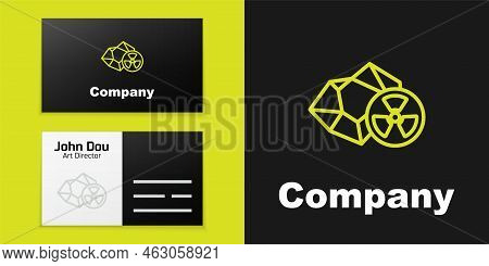 Logotype Line Radioactive Icon Isolated On Black Background. Radioactive Toxic Symbol. Radiation Haz