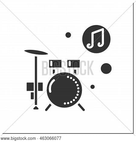 Drum Kit Glyph Icon.trap Set. Modern Percussion Instruments Set. Drums And Cymbals. Classical, Ethni