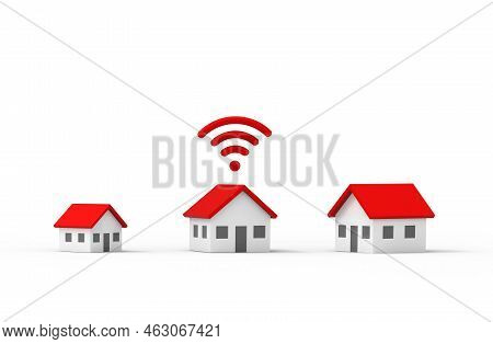 Wifi And House Icon Isolated On White Background. 3d Rendering.