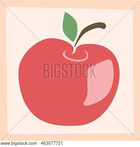 Vector Colored Hand Drawn Illustration Of An Autumn Apple, Plant Part, Fresh Fruit, Seasonal Plant, 