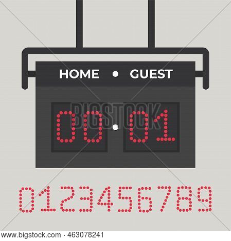 Design Of Sports Scoreboard With Red Nimbers Vector Illustration In Flat Style