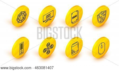 Set Line Computer Mouse, Voice Assistant, Drone, Video Game Console, Cyber Security, Hard Disk Drive