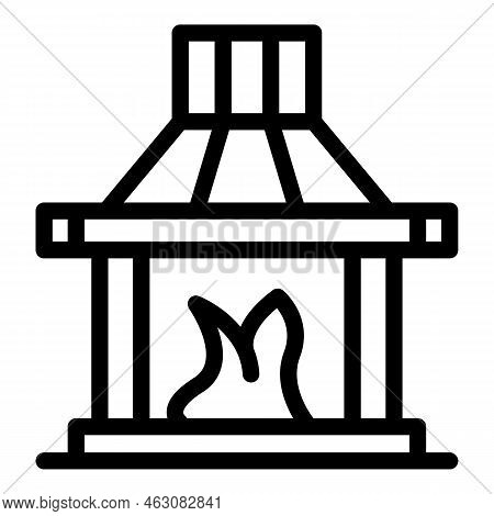 Heat Furnace Icon Outline Vector. Stove Heater. Fire Burning
