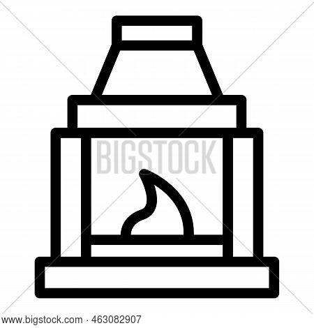 Wood Fireplace Icon Outline Vector. Furnace Burning. Industrial Heater