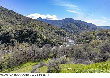 Scenic Landscape Near Village Of Three Rivers With View To Middle Fork Kaweah River In Sequoia Natio