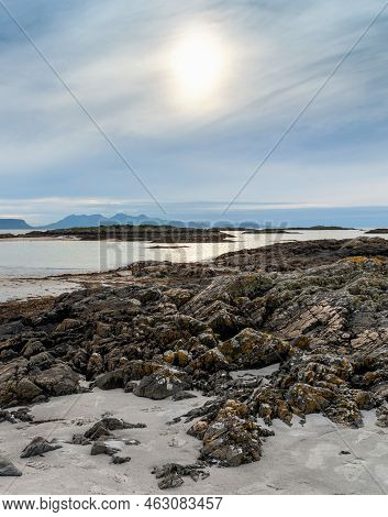Summer Sunset,traigh Beach And Distant Isles,arisaig,lochaber, Inverness-shire,scotland,uk.
