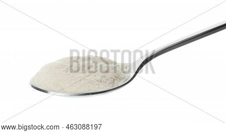 Spoon Of Agar-agar Powder Isolated On White