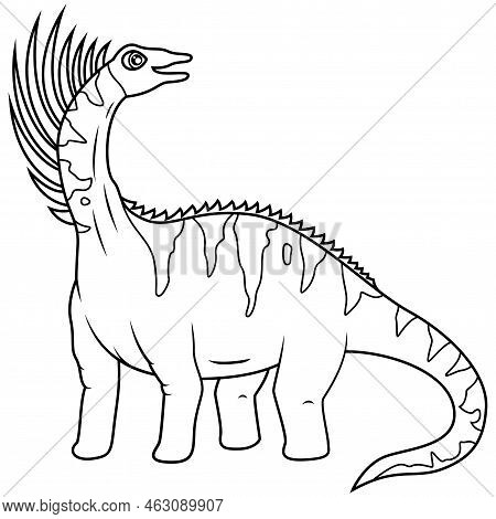Hand Drawn Of Bajadasaurus In Line Art