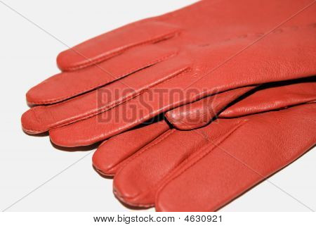 Rode lederen handschoenen