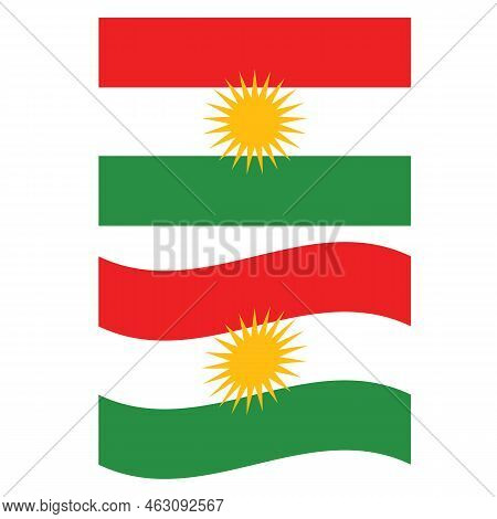 Kurdistan Flag. Kurdistan Flag Illustration. Kurdistan Waving Flag. Flat Style.