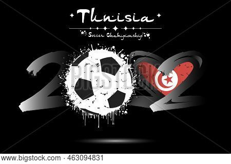 2022 Soccer Ball. Heart With Flag Of Tunisia