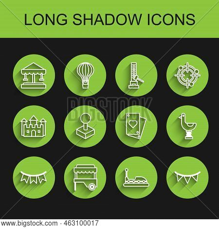 Set Line Carnival Garland With Flags, Fast Street Food Cart Awning, Attraction Carousel, Bumper, Joy