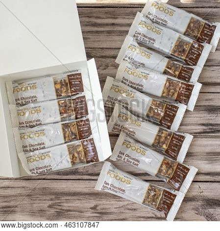 Irpen, Ukraine, September 23 20222, California Gold Nutrition, Foods Dark Chocolate, Nuts, Sea Salt 