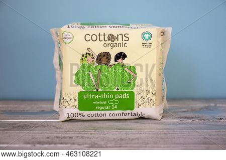 Irpen, Ukraine, September 23 20222, Cottons 100 Natural Cotton Coversheet Ultra Thin Pads With Wings
