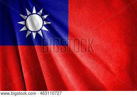 Taiwan Flag On Towel Surface Illustration With, Country Symbol