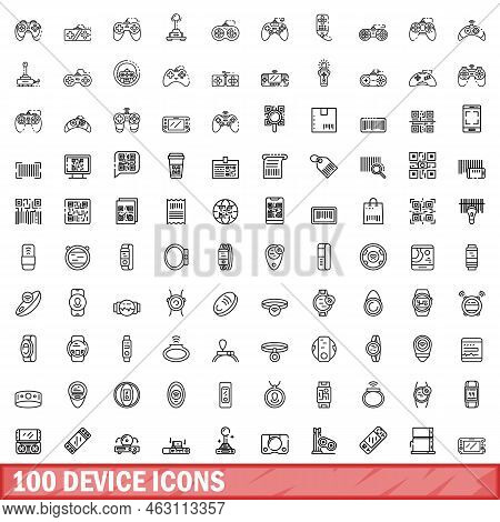 100 Device Icons Set. Outline Illustration Of 100 Device Icons Vector Set Isolated On White Backgrou