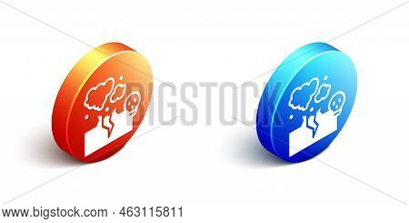 Isometric Poisonous Cloud Of Gas Or Smoke Icon Isolated On White Background. Stink Bad Smell, Smoke 