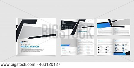 8 Pages Square Medical Brochure Template Presentation, Bifold Square Brochure Design
