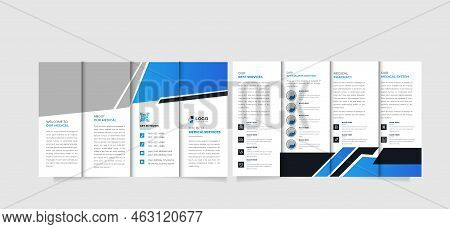 Medical And Hospital Fourfold Brochure Design Template, Modern Cover Brochure Flyer Design Template