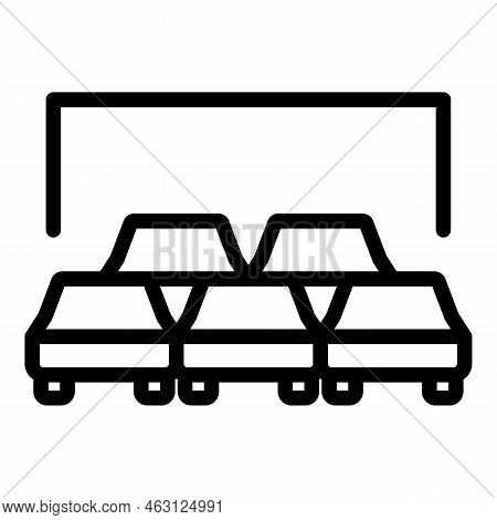 Drive Cinema Icon Outline Vector. Open Air Show. Car Scree