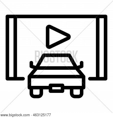 Air Car Cinema Icon Outline Vector. Auto Drive. Screen Film