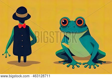 A Poseur Frog, Isolated 2d Illustration. Young Trendy Dressed