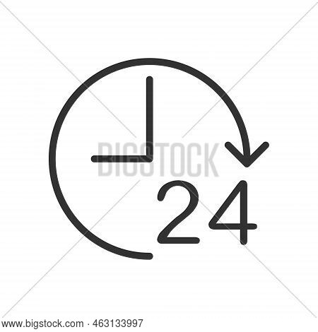 24 Hour Clock Outline Vector Icon 24 Hour Clock Stock Vector Icon For Web, Mobile App And Ui Design