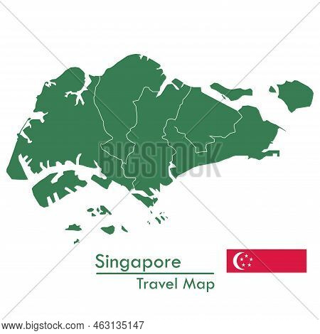 Map - The Green Map Of Singapore Has Separate Cities And Territories.