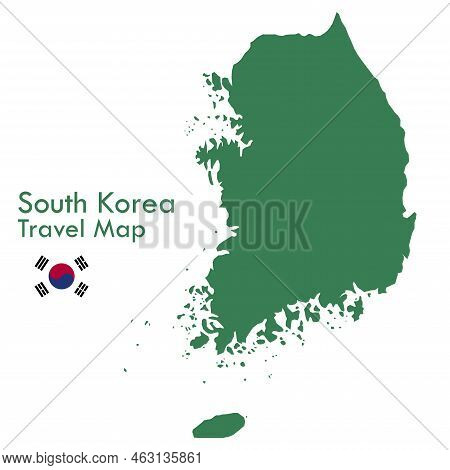Map-green South Korea Map With National Flag
