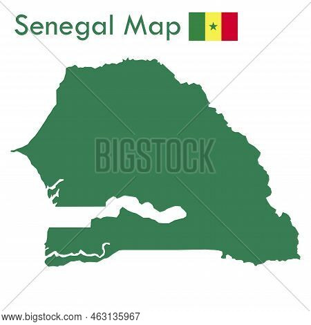Green - Senegal Map With National Flag
