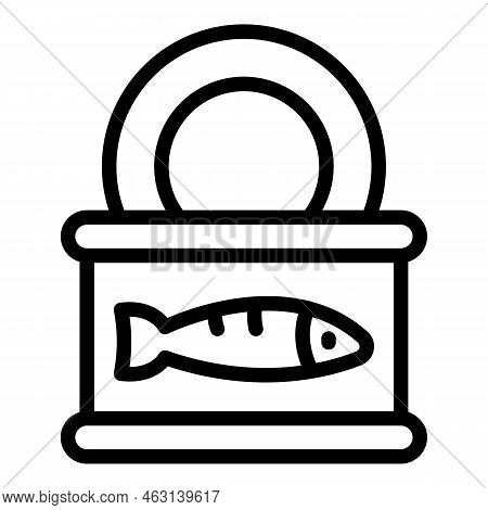 Fish Tin Can Icon Outline Vector. Oil Food. Sardine Herrring