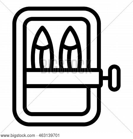 Canned Fish Icon Outline Vector. Oil Food. Marine Herring