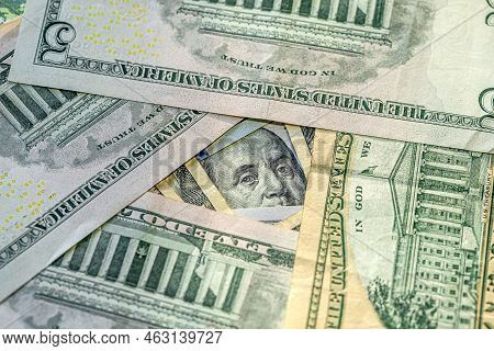 American Dollars Closeup, Paper Money, Cash, Finance Concept.
