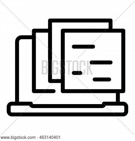 Laptop Snapshot Icon Outline Vector. Image Zoom. Camera Button