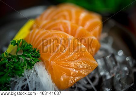 Japanese Food Sashimi Salmon In Japan Restaurant