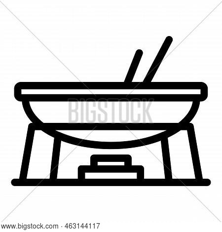 Fondue Big Pot Icon Outline Vector. Cheese Food. Fondu Cooking