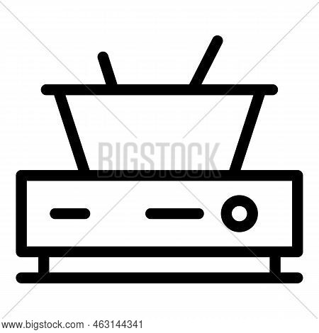 Electric Cook Fondue Icon Outline Vector. Food Bread. Fondu Pot