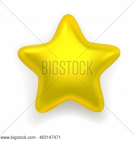 Realistic Shiny Lucky Star Isolated On White Background.