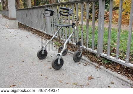 A Rollator Walker As A Walking Aid For Senior Citizens
