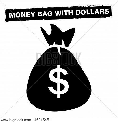 Money Bag, With Dollar Symbol Vector Icon.