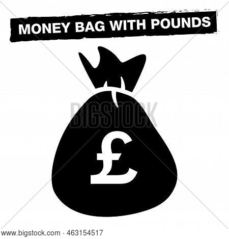 Money Bag, With Pounds Symbol Vector Icon.