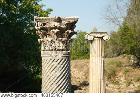 Ancient Columns In Aphrodisias Ancient City In Geyre, Aydin, Turkiye