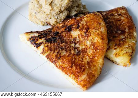 Frico Friulano Italian Montasio Cheese And Potato Rosti With Polenta A Traditional Dish From The Fri