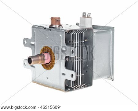 Magnetron From A Microwave Oven With Magnet In Its Mounting Box.